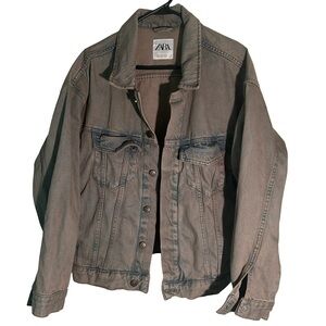 Zara Men's Rust Effect Denim Jacket